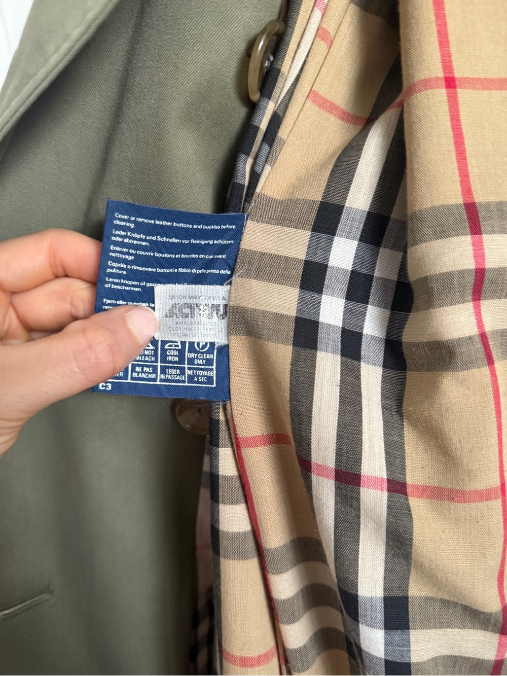 Burberry Olive Trench Coat with Signature Check Lining Vintage 10P - Picture 5 of 12